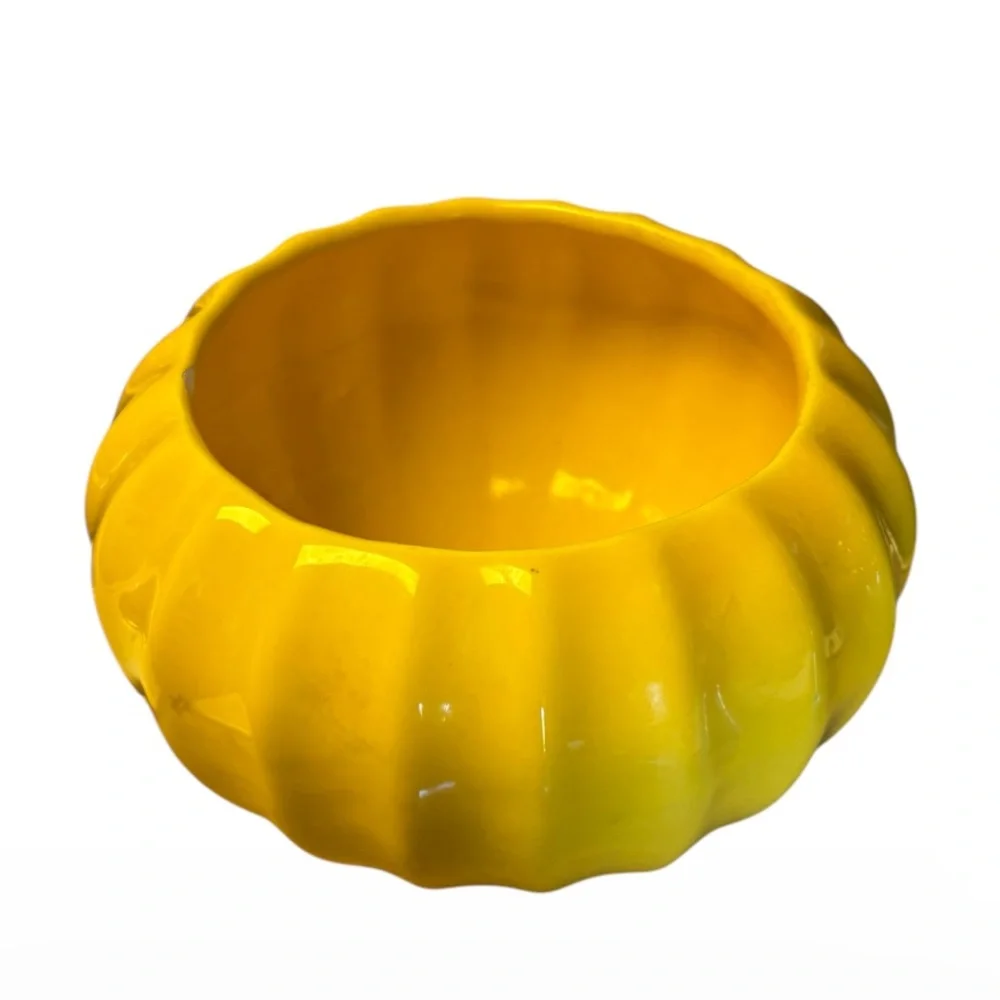 Bright Yellow Glazed Ceramic Planter. - Picture 2 of 6